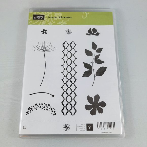 Summer Silhouettes Rubber Stamp Stampin’ Up! Lattice Leaves Flowers Cling Set - Picture 2 of 7